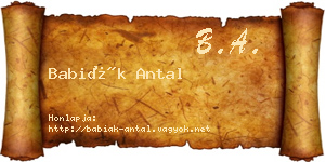 Babiák Antal névjegykártya